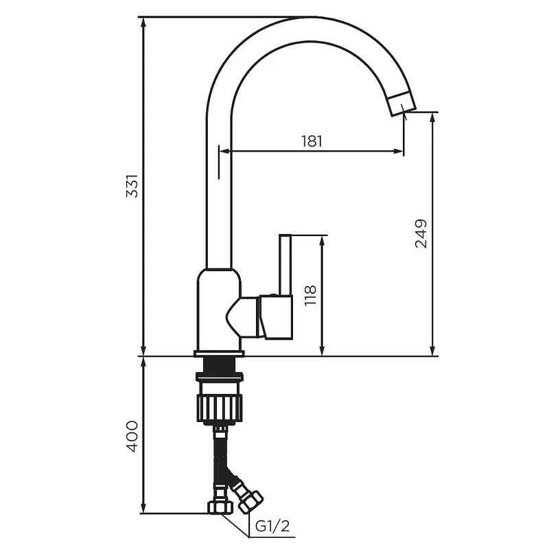 Смеситель для кухни Dorff Logic D3007033 Белый нержавеющая сталь