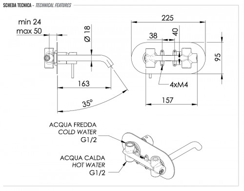Смеситель для раковины Remer X Style X15BG цвет Золото брашированное