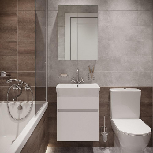 Тумба с раковиной DIWO Тольятти 50 подвесная цвет Белый