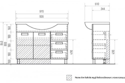 Тумба под раковину Vigo Diana 100 tn.DIA.ZEN.100.2D.2Y Белая