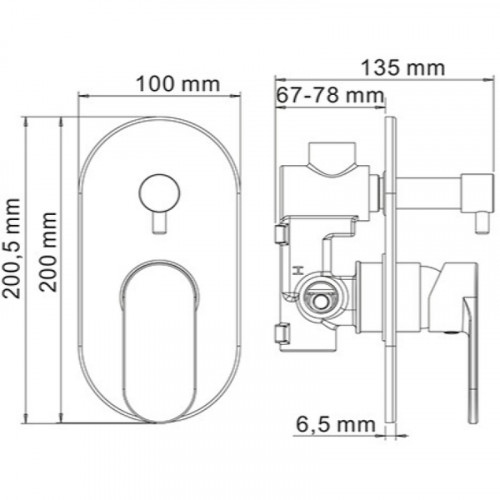 Смеситель для душа WasserKRAFT Elbе 7441 Черный матовый латунь встраиваемый