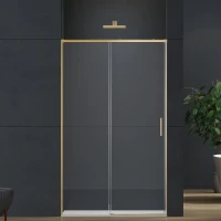 Душевая дверь Vincea Софт 2 (Soft 2) 140 VDS-3SO2140CLG профиль Брашированное золото стекло прозрачное