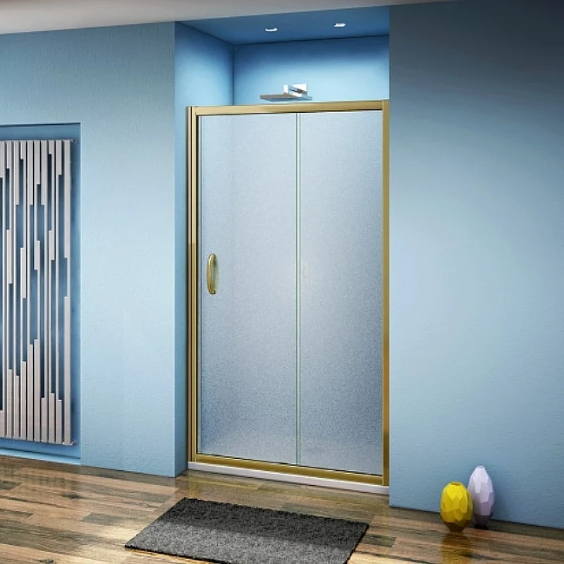 Душевая дверь Good Door Jazze 130 WTW-130-C-G профиль Золото стекло прозрачное