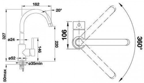Смеситель для кухни Blanco Mida 526145 (526232) Черный