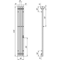 Электрический полотенцесушитель Grois Quartet GR-125 180х1500 П3 RAL 9005 R Черный матовый