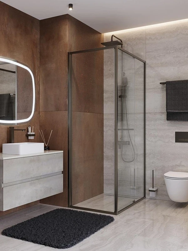 Душевой уголок Cezares Lux 70x90 LUX-AH-FS-1-70/90-C-GM профиль Оружейная сталь стекло прозрачное