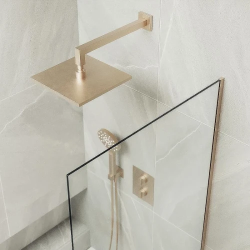 Шторка на ванну Maybah Glass MGV-65-2у 900x1400 в узком профиле Бронза стекло прозрачное