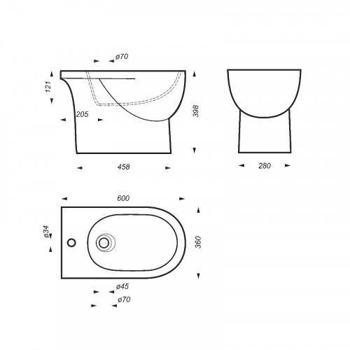 Биде Sanita Luxe Art BD.FS/Art/C/WHT.G/S1 Белое