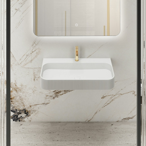 Раковина Vincea 75 VWB-6SG75MW Белая матовая искусственный камень (литьевой мрамор) подвесная