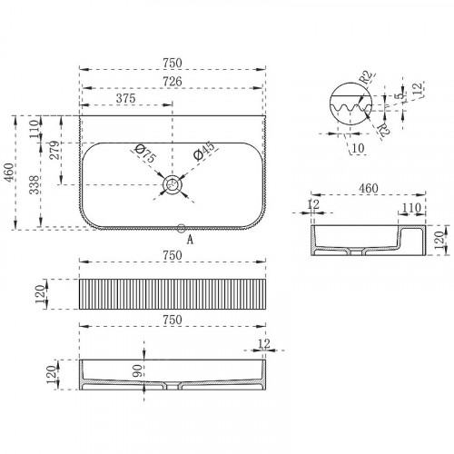 Раковина Vincea 75 VWB-6SG75MW Белая матовая искусственный камень (литьевой мрамор) подвесная