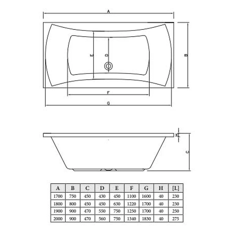 Акриловая ванна C-Bath Talia 170x75 CBQ004001 без гидромассажа
