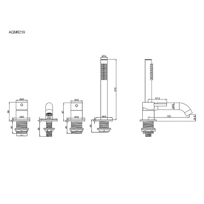 Смеситель на борт ванны AQUAme Siena AQM6219BG цвет Золото шлифованное