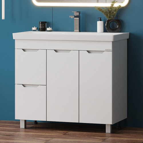 Тумба под раковину Onika Айленд 90 109030 с бельевой корзиной цвет Белый