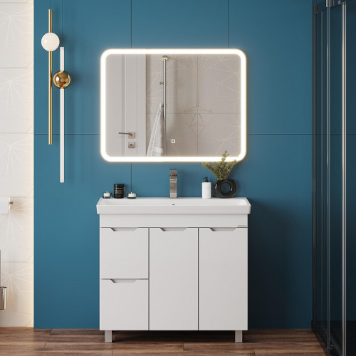 Тумба под раковину Onika Айленд 90 109030 с бельевой корзиной цвет Белый