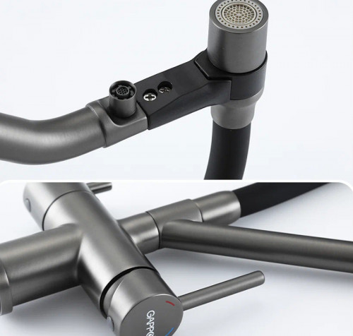 Смеситель для кухни Gappo G4398-89 Оружейная сталь Черный латунь