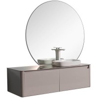 Тумба с раковиной Black&amp;White Universe U915.1400R 140 R 9151401 подвесная Glossy light grey МДФ / ЛДСП