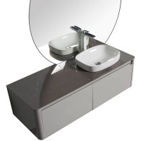 Тумба с раковиной Black&amp;White Universe U915.1400R 140 R 9151401 подвесная Glossy light grey МДФ / ЛДСП