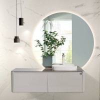 Тумба с раковиной Black&amp;White Universe U915.1400R 140 R 9151401 подвесная Glossy light grey МДФ / ЛДСП