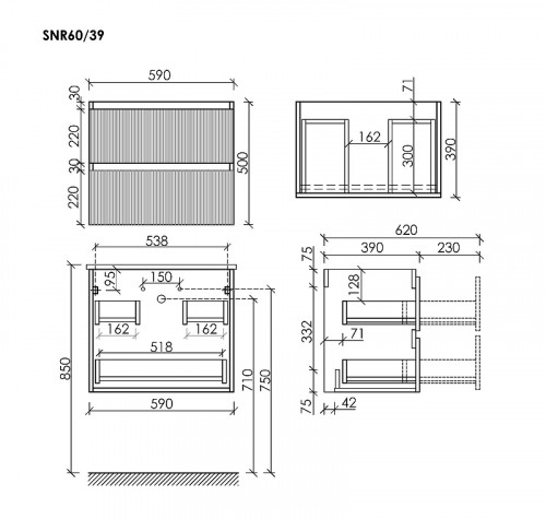 Тумба под раковину Sancos Snob R 60 SNR60/39W подвесная цвет Bianco