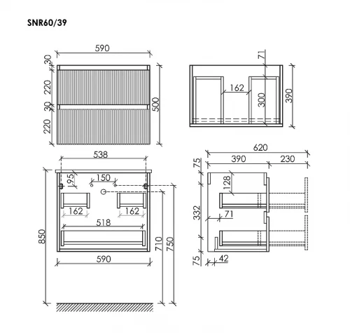 Тумба под раковину Sancos Snob R 60 SNR60/39W подвесная цвет Bianco