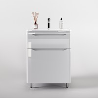 Тумба под раковину Style Line Марелла 60 Люкс Plus СС-00002396 Белый глянец антискрейтч МДФ / ЛДСП