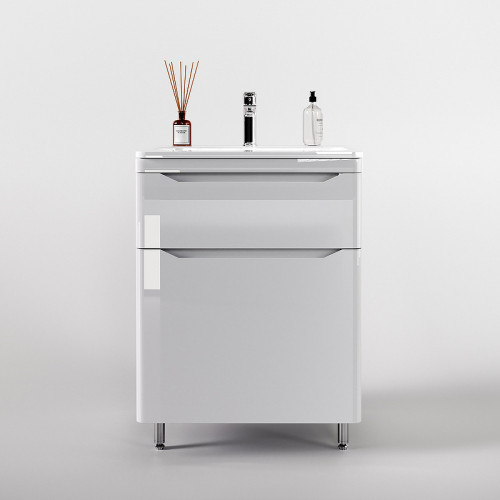 Тумба под раковину Style Line Марелла 60 Люкс Plus СС-00002396 Белый глянец антискрейтч МДФ / ЛДСП