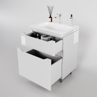Тумба под раковину Style Line Марелла 60 Люкс Plus СС-00002396 Белый глянец антискрейтч МДФ / ЛДСП