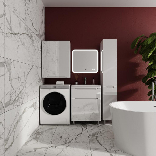 Тумба под раковину Style Line Марелла 60 Люкс Plus СС-00002396 Белый глянец антискрейтч МДФ / ЛДСП