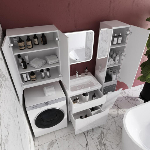 Тумба под раковину Style Line Марелла 60 Люкс Plus СС-00002396 Белый глянец антискрейтч МДФ / ЛДСП