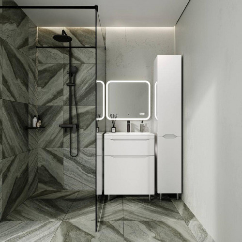 Тумба под раковину Style Line Марелла 60 Люкс Plus СС-00002396 Белый глянец антискрейтч МДФ / ЛДСП