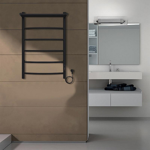 Электрический полотенцесушитель Azario Verona 500x800 П8 AZ04858PB с полкой, диммер справа Черный