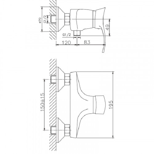 Смеситель для душа Haiba HB2001 Хром на стену