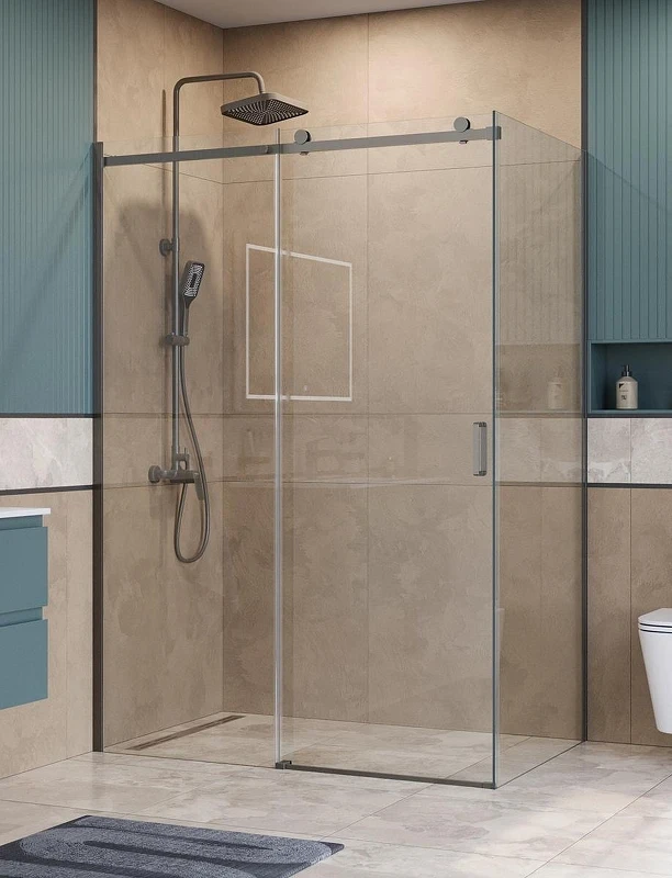 Душевой уголок BelBagno Soft Close-2 150x80 SOFT_CLOSE-2-AH-1-150/80-C-GM профиль Оружейная сталь стекло прозрачное
