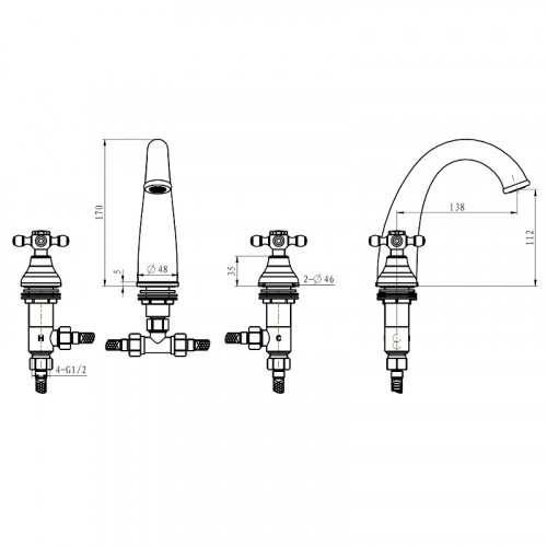 Смеситель для раковины Boheme Flora 277-FL Хром латунь