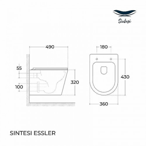 Унитаз Sintesi Essler SIN-TS-SLR-181 подвесной Белый с сиденьем Микролифт