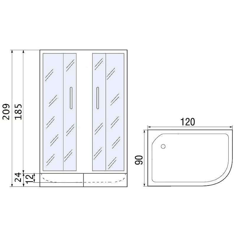 Душевой уголок River Don XL 120x90 MT L 10000008319 с поддоном