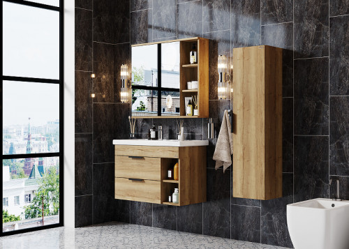 Тумба под раковину Onika Легран 80.13 108047 подвесная Дуб галифакс МДФ / ЛДСП