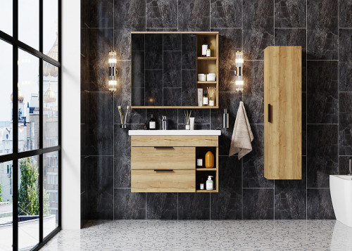 Тумба под раковину Onika Легран 80.13 108047 подвесная Дуб галифакс МДФ / ЛДСП