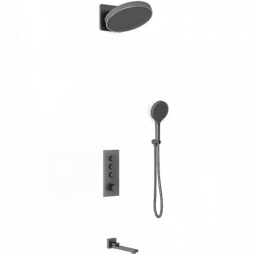 Душевая система Vincea VSFW-433TI3GM с термостатом Вороненая сталь
