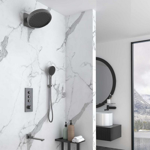 Душевая система Vincea VSFW-433TI3GM с термостатом Вороненая сталь