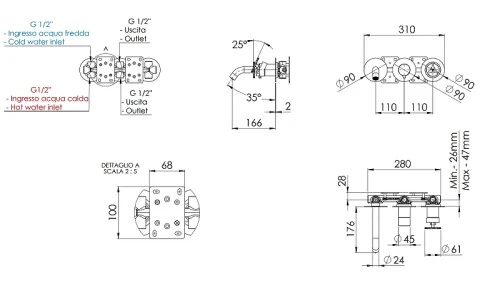 Смеситель для ванны Remer Chrono CH54D3PBO цвет Белый матовый