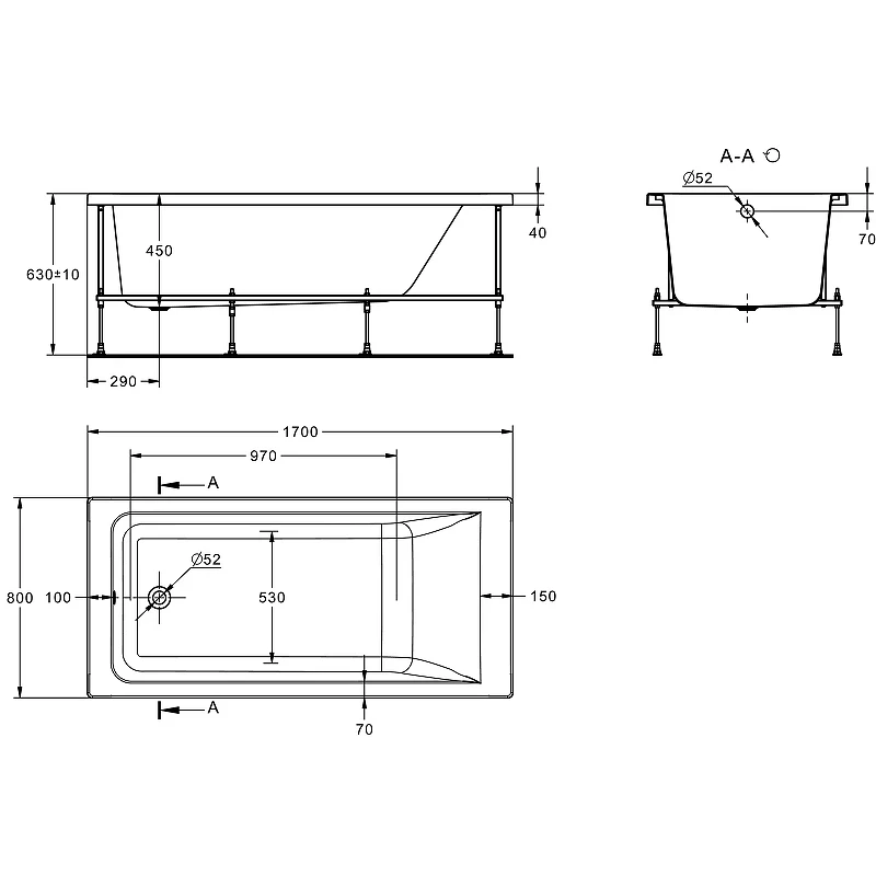 Акриловая ванна Roca Easy 170x80 ZRU9307624 без гидромассажа
