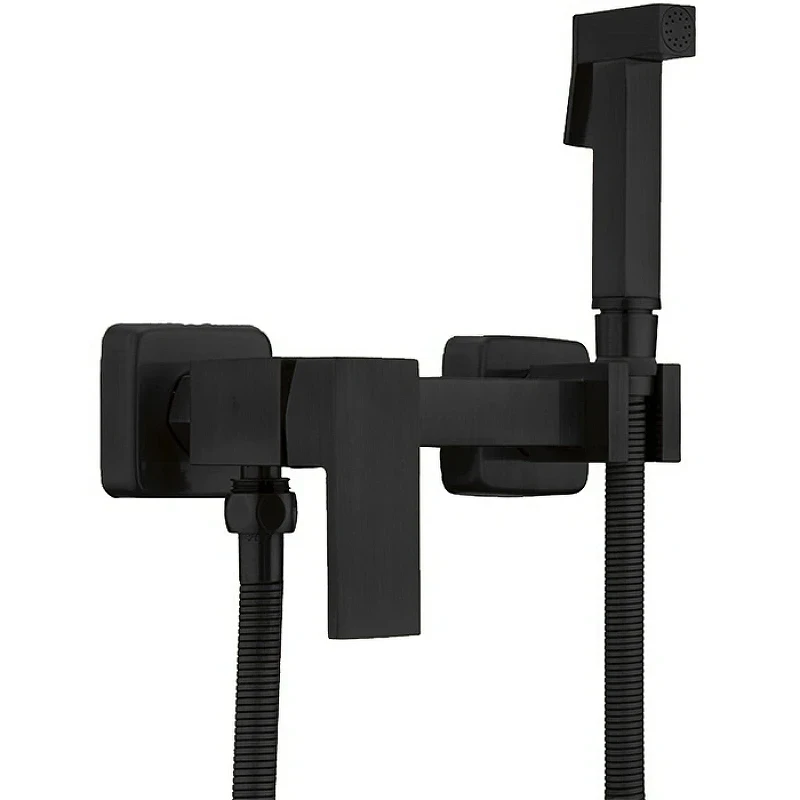 Гигиенический душ со смесителем Haiba HB5513-7 Черный матовый латунь на стену