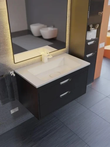 Тумба с раковиной Uperwood Modul 80 393020551 подвесная цвет Черный матовый