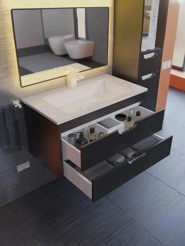 Тумба с раковиной Uperwood Modul 80 393020551 подвесная цвет Черный матовый