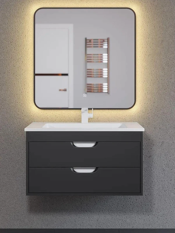 Тумба с раковиной Uperwood Modul 80 393020551 подвесная цвет Черный матовый