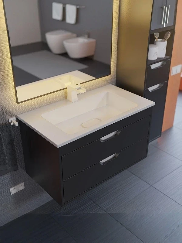 Тумба с раковиной Uperwood Modul 80 393020551 подвесная цвет Черный матовый