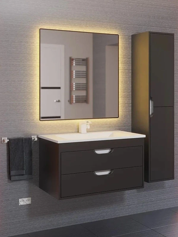 Тумба с раковиной Uperwood Modul 80 393020551 подвесная цвет Черный матовый