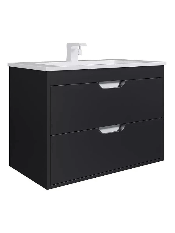 Тумба с раковиной Uperwood Modul 80 393020551 подвесная цвет Черный матовый