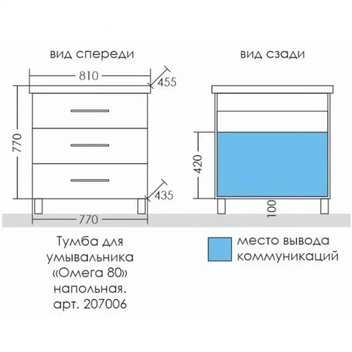 Тумба под раковину СанТа Омега 80 207006 Белая МДФ / ЛДСП